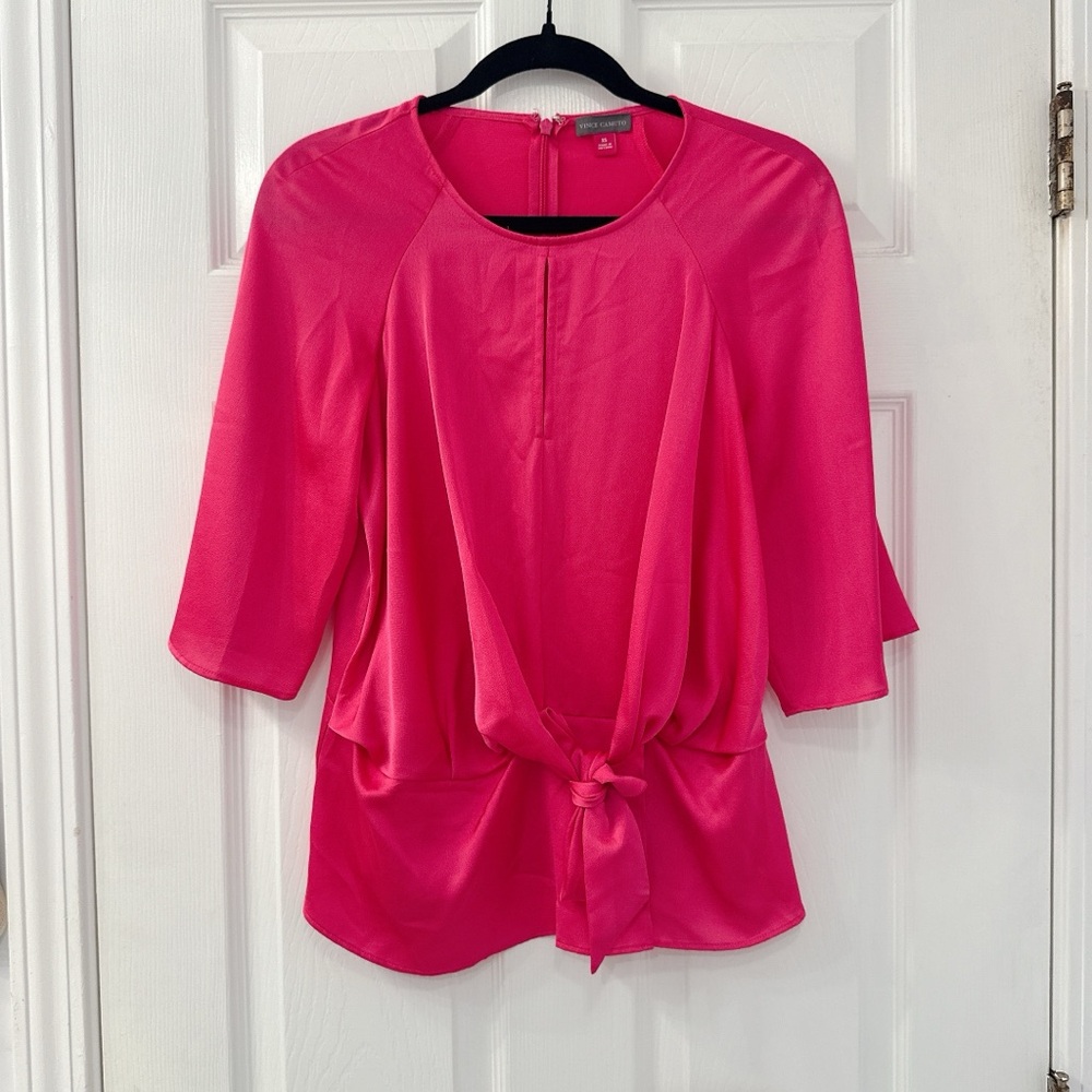 Vince Camuto Keyhole Blouse in Hot Pink